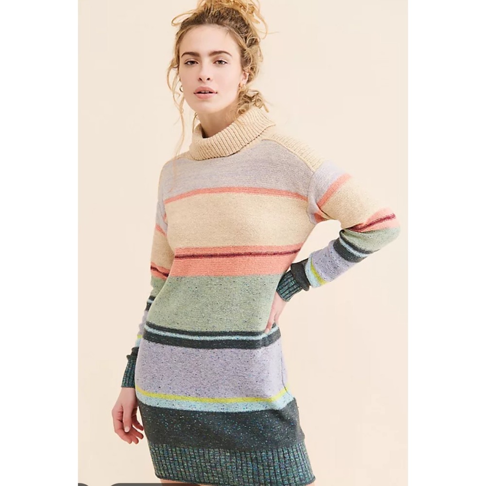 Daily‎ Practice Anthropologie Sweater Dress Sm Keep It Cool Striped Cutout Back